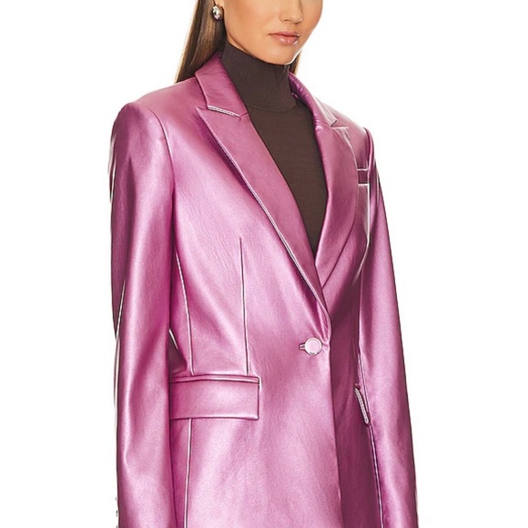 Milly Alexa Crinkled Vegan Leather Blazer NWT - Picture 3 of 9